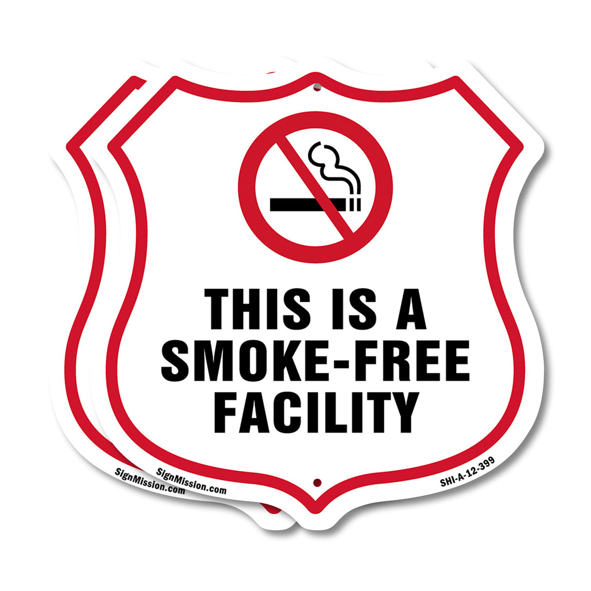 No Smoking Shield Label Set This Is A Smoke Free Facility