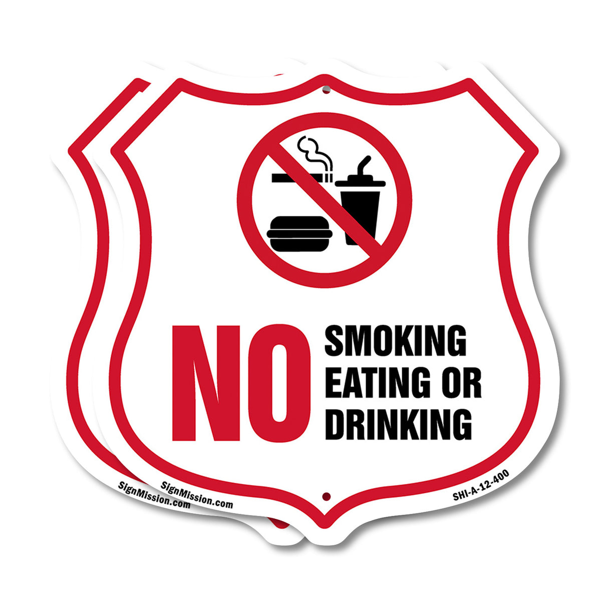 No Smoking Shield Sign No Smoking Eating Or Drinking