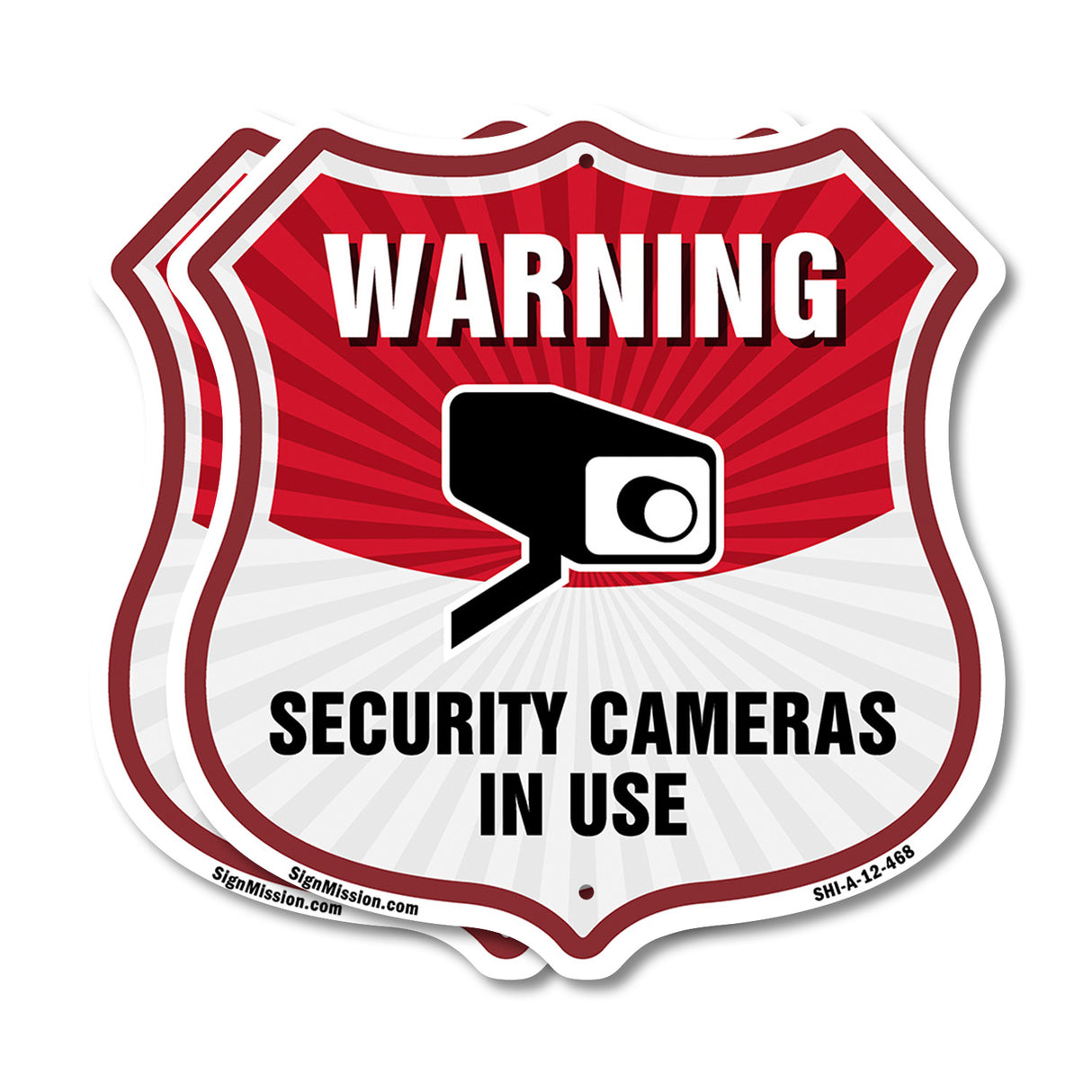 Video Surveillance Shield Sign Warning Security Cameras In Use