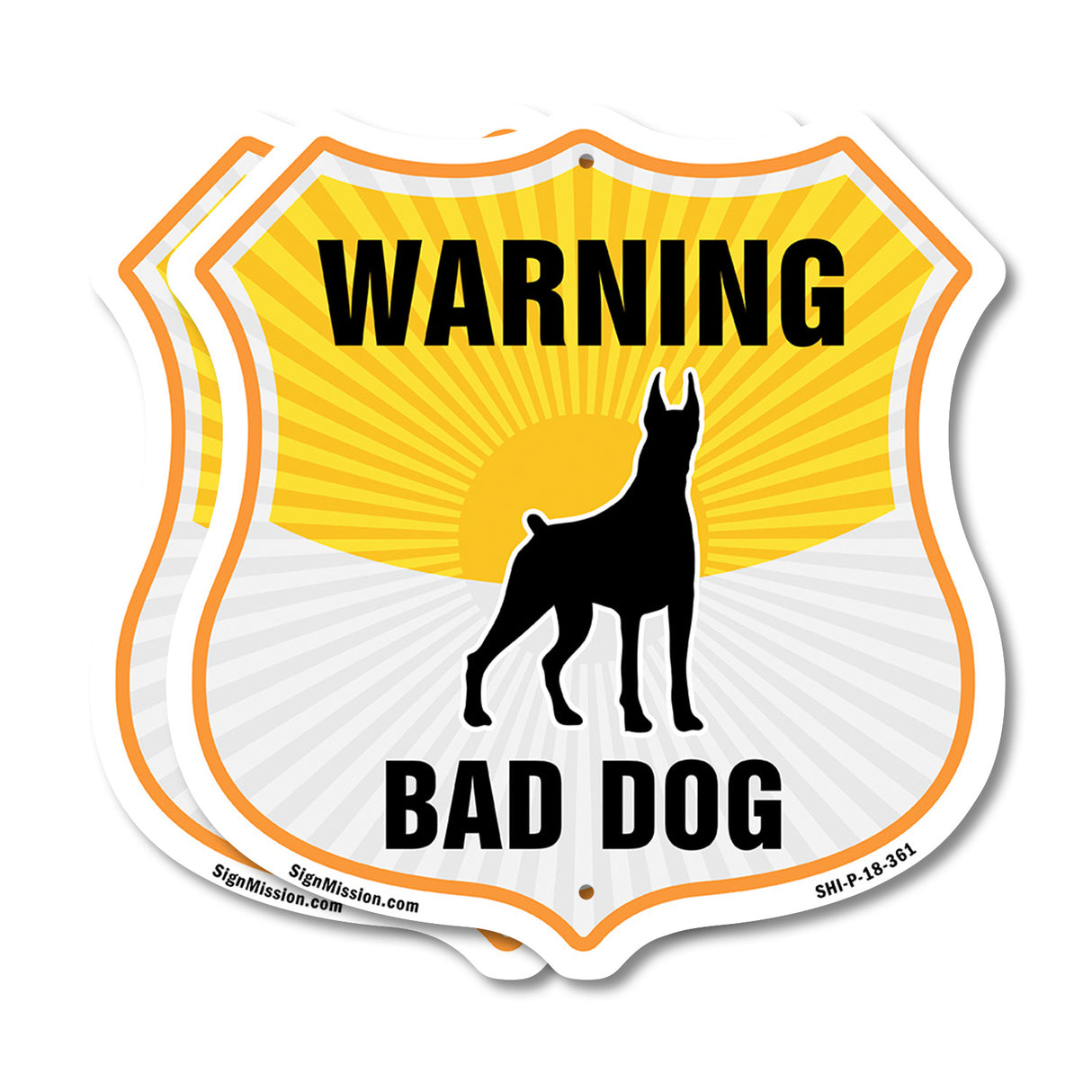 Beware Of Dog Shield Sign Warning Bad Dog