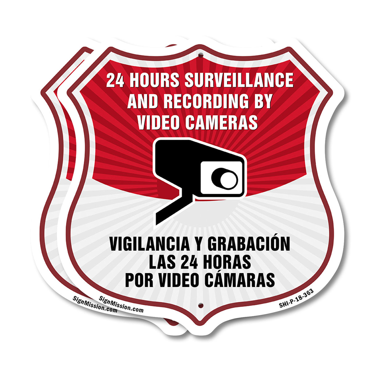 Bilingual 24 Hour Surveillance 24 Hour Surveillance And Recording By Video Cameras Vigilancia Y Grabacion (English / Spanish)