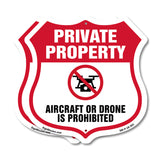 No Drone Shield Sign Aircraft Or Drone Is Prohibited