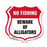 No Fishing Shield Sign Beware Of Alligators