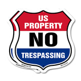 No Trespassing Shield Sign U.S. Property No Trespassing