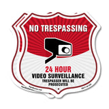 No Trespassing Shield Sign 24 Hour Video Surveillance Trespassers Will Be Prosecuted