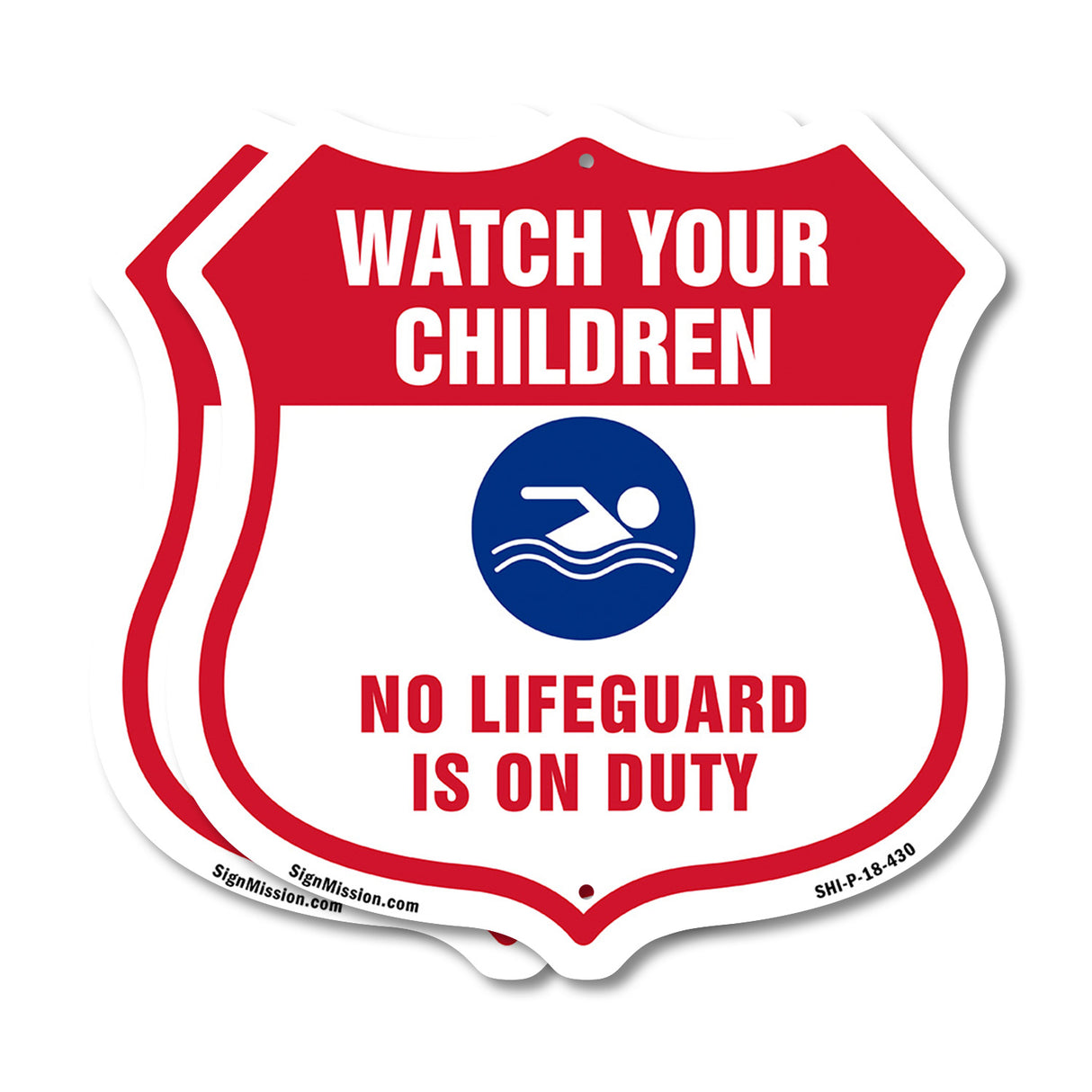 Pool Safety Shield Sign Attention Watch Your Children No Lifeguard On Duty