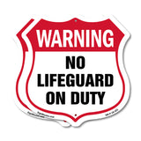 Pool Safety Shield Sign Warning No Lifeguard On Duty