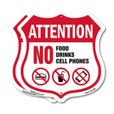 Property Shield Sign No Food No Drinks No Cell Phone