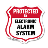 Security Alarm Shield Sign Protected By Electronic Alarm System