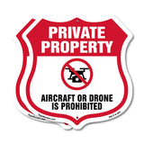No Drone Shield Sign Aircraft Or Drone Is Prohibited