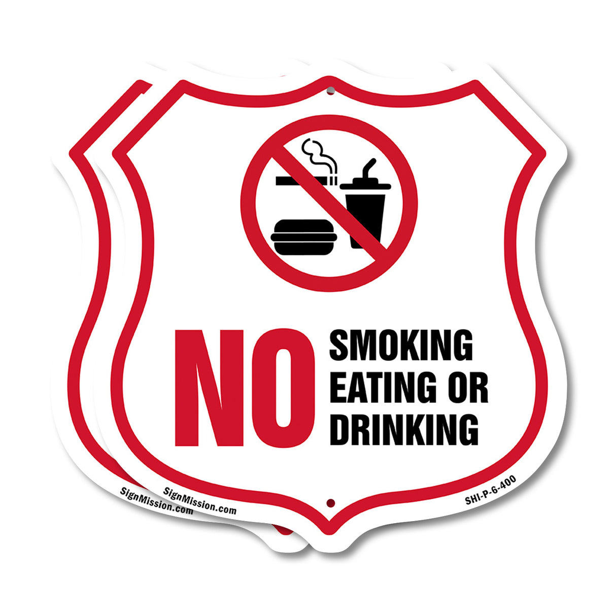 No Smoking Shield Sign No Smoking Eating Or Drinking