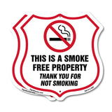 No Smoking Shield Sign This Is A Smoke Free Property Thank You For Not Smoking