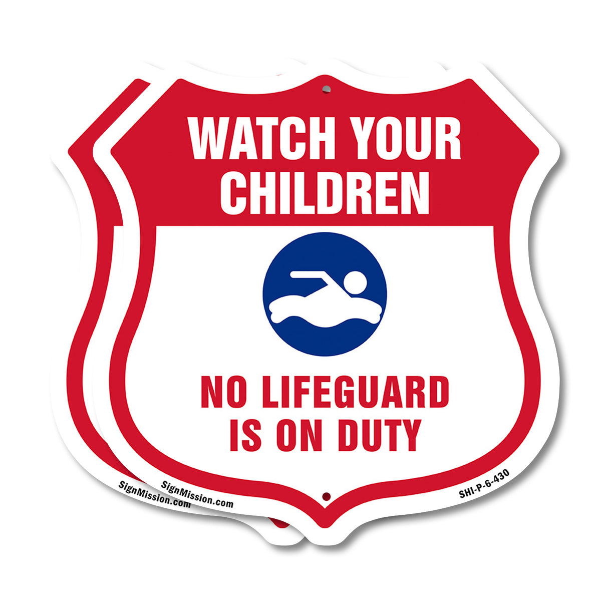 Pool Safety Shield Sign Attention Watch Your Children No Lifeguard On Duty