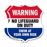 Pool Warning Shield Sign No Lifeguard On Duty Swim At Your Own Risk