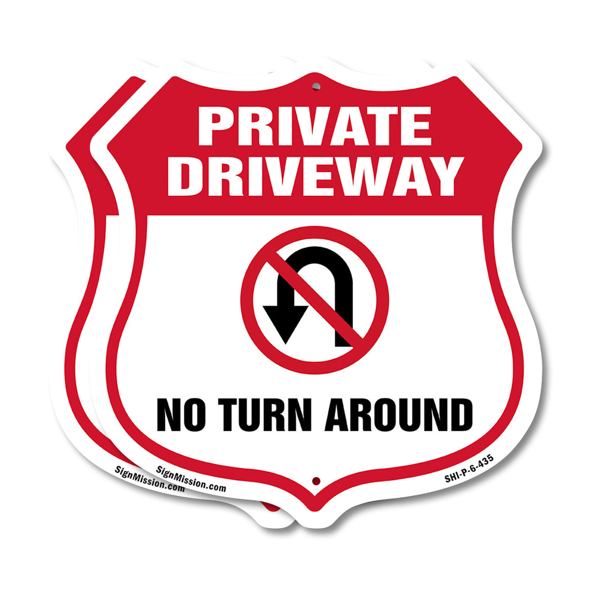 Private Driveway Shield Sign No Turn Around