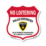 Bilingual No Loitering Police Enforced No Se Permite Vagabundos Se Llamara A La Policia (English / Spanish)