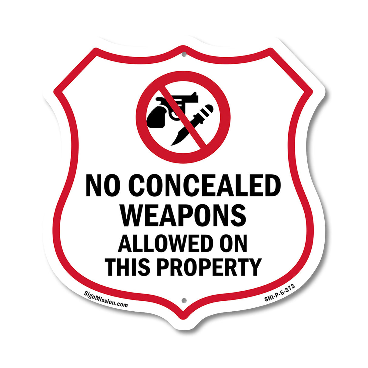 Concealed Carry Shield Sign No Concealed Weapons Allowed On This Property