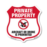 No Drone Shield Sign Aircraft Or Drone Is Prohibited
