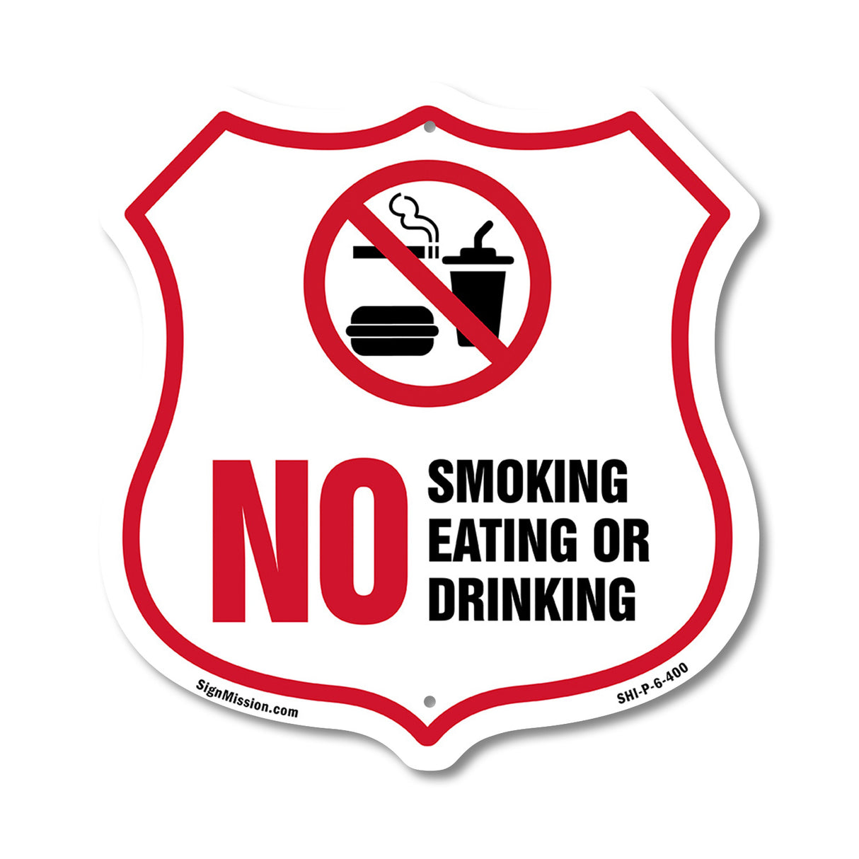 No Smoking Shield Sign No Smoking Eating Or Drinking