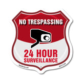 No Trespassing Shield Sign 24 Hour Surveillance