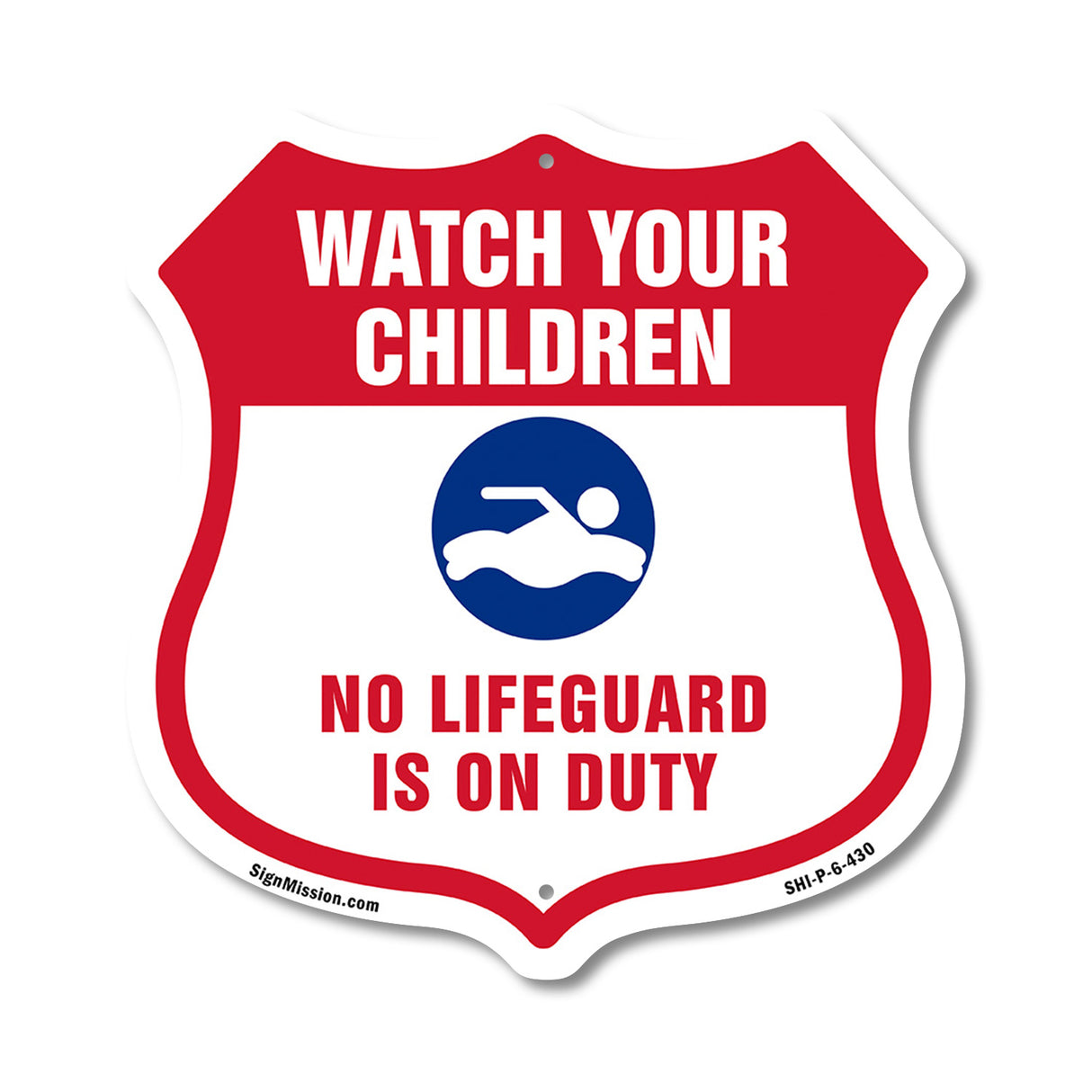 Pool Safety Shield Sign Attention Watch Your Children No Lifeguard On Duty