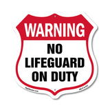 Pool Safety Shield Sign Warning No Lifeguard On Duty