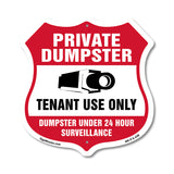 Private Dumpster Shield Sign Tenant Use Only Dumpster Under 24 Hour Surveillance