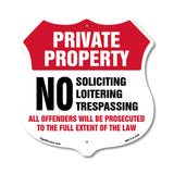 Private Property Shield Label Set No Soliciting Loitering Trespassing All Offenders Will Be Prosecuted To The Full Extent Of Law