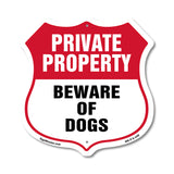 Private Property Shield Sign Beware Of Dogs