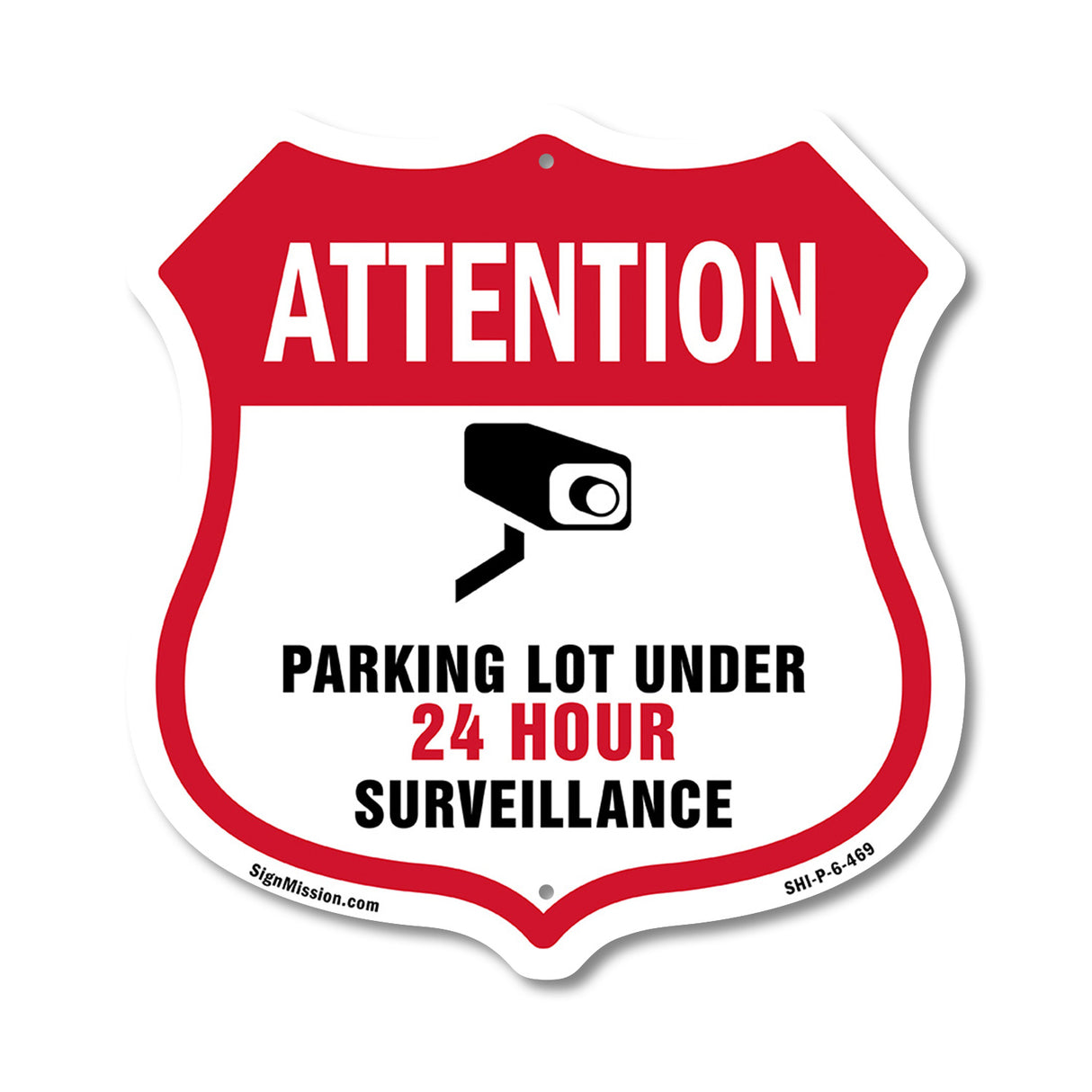 Video Surveillance Shield Sign Attention Parking Lot Under Video Surveillance