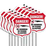 Alligator Warning Shield Sign Danger! No Swimming Or Feeding Alligators