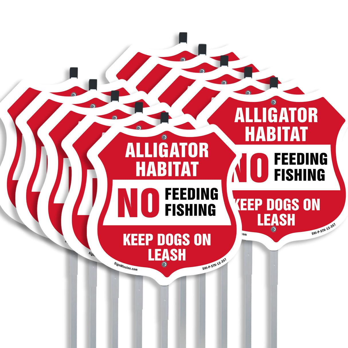 Alligator Warning Shield Sign Alligator Habitat No Feeding Fishing. Keep Dogs On Leash