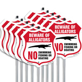 Alligator Warning Shield Sign Beware Of Alligators. No Swimming Fishing Or Boating