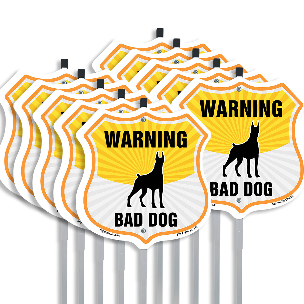 Beware Of Dog Shield Sign Warning Bad Dog