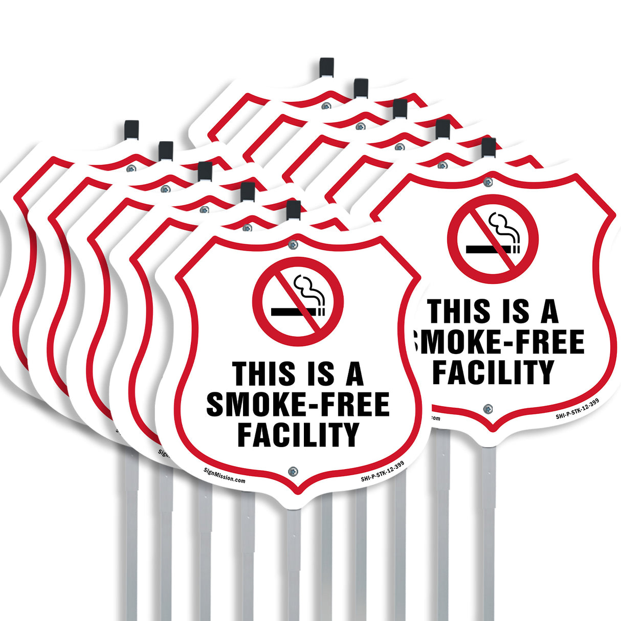 No Smoking Shield Label Set This Is A Smoke Free Facility