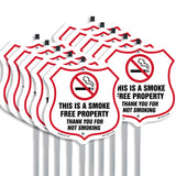 No Smoking Shield Sign This Is A Smoke Free Property Thank You For Not Smoking