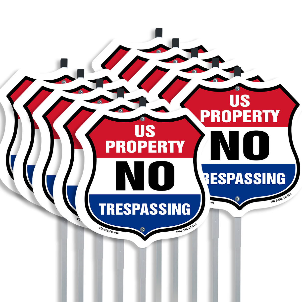 No Trespassing Shield Sign U.S. Property No Trespassing