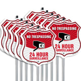 No Trespassing Shield Sign 24 Hour Surveillance