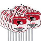 No Trespassing Shield Sign 24 Hour Video Surveillance Trespassers Will Be Prosecuted