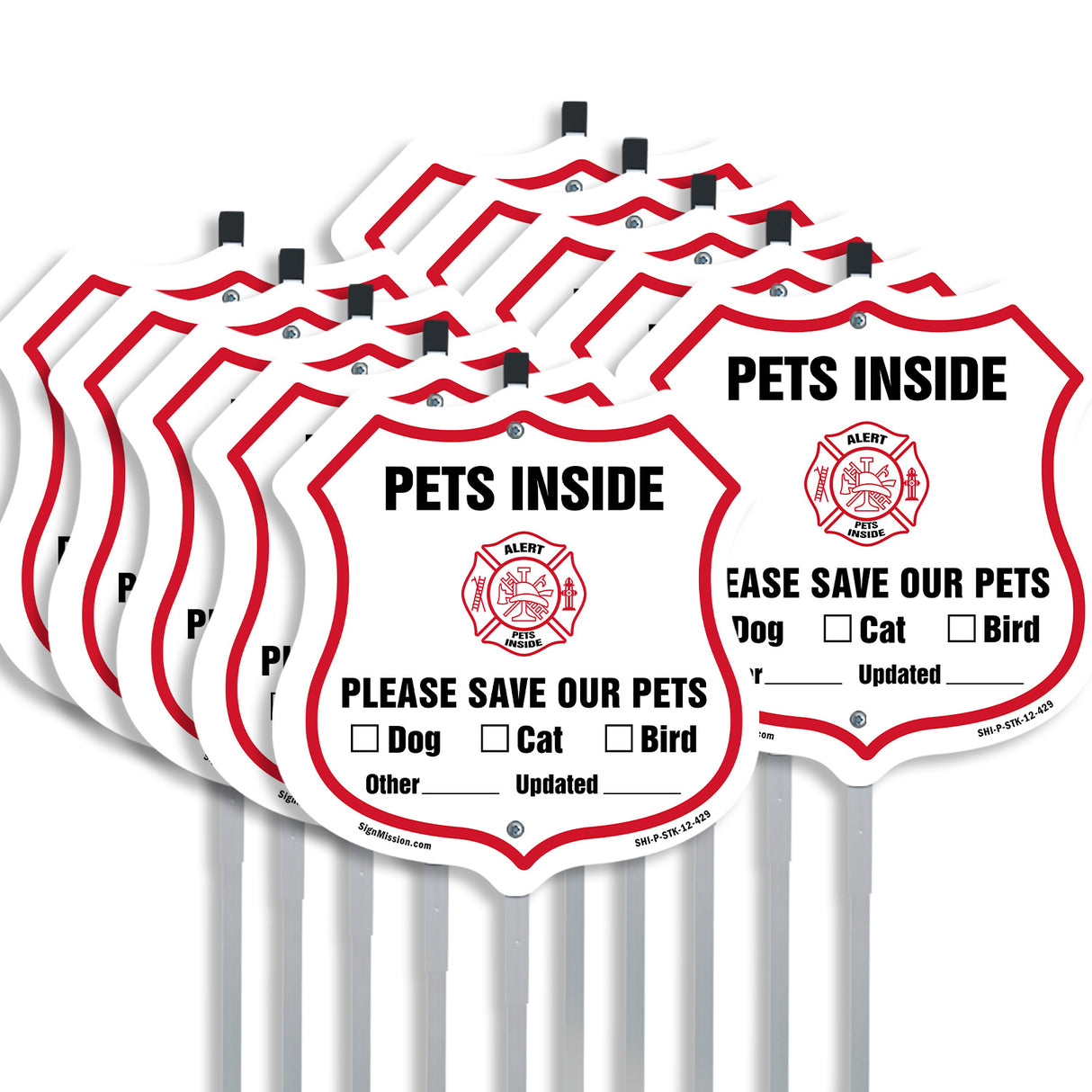 Pets Inside Shield Sign Alert Please Save Our Pets