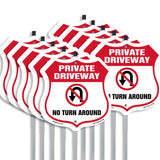 Private Driveway Shield Sign No Turn Around
