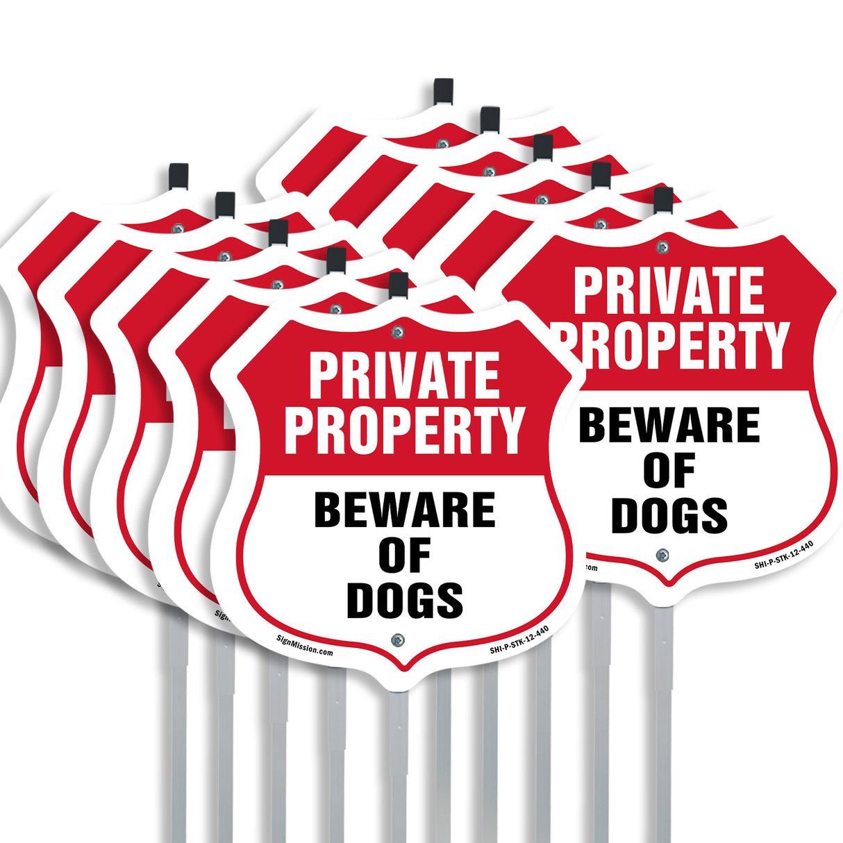 Private Property Shield Sign Beware Of Dogs
