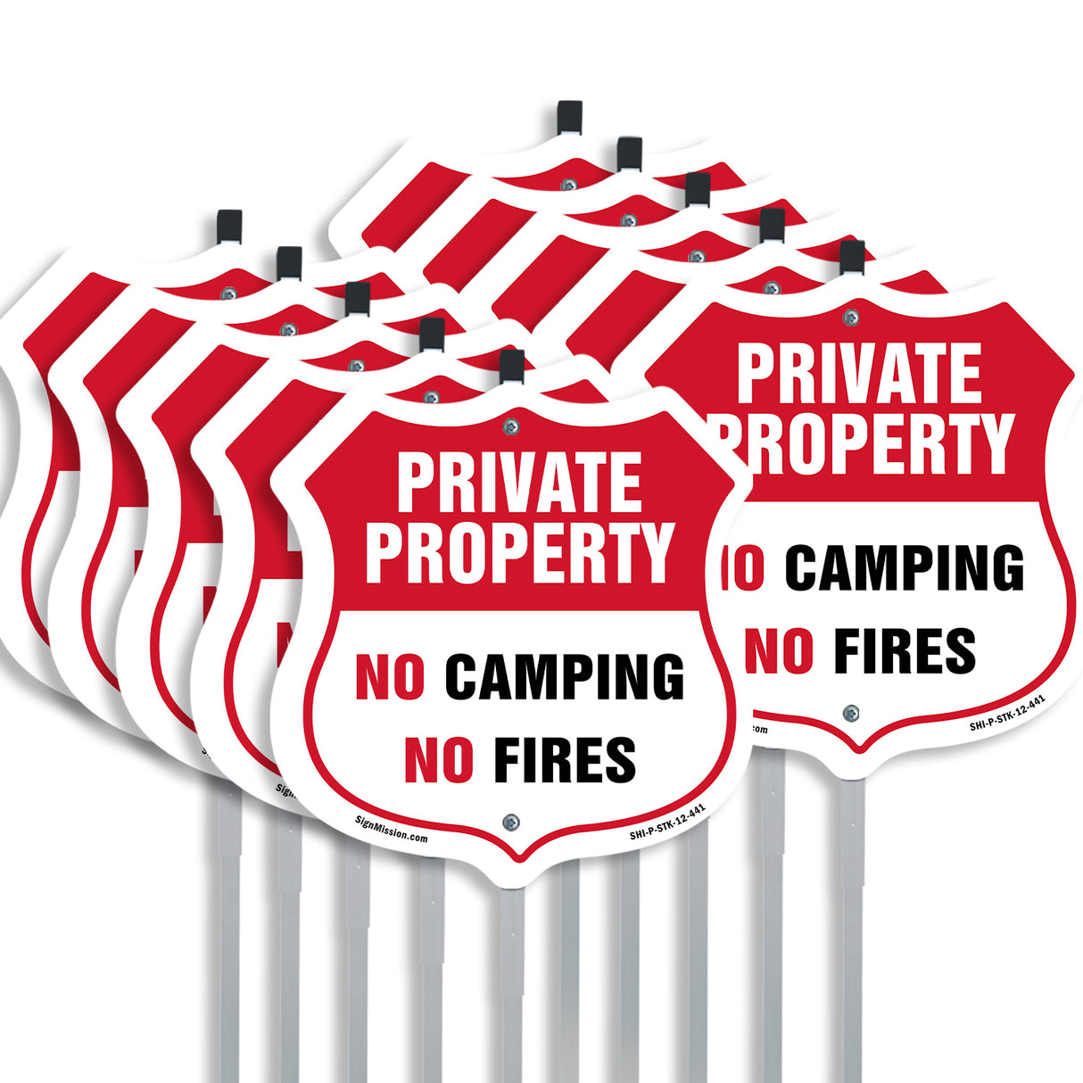 Private Property Shield Sign No Camping No Fires