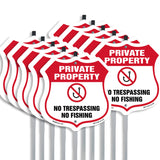 Private Property Shield Sign No Trespassing No Fishing