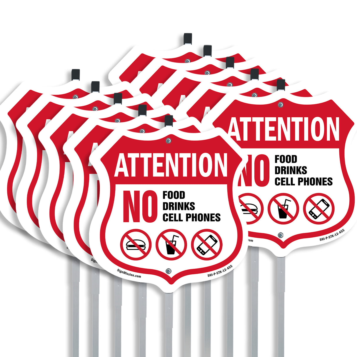 Property Shield Sign No Food No Drinks No Cell Phone