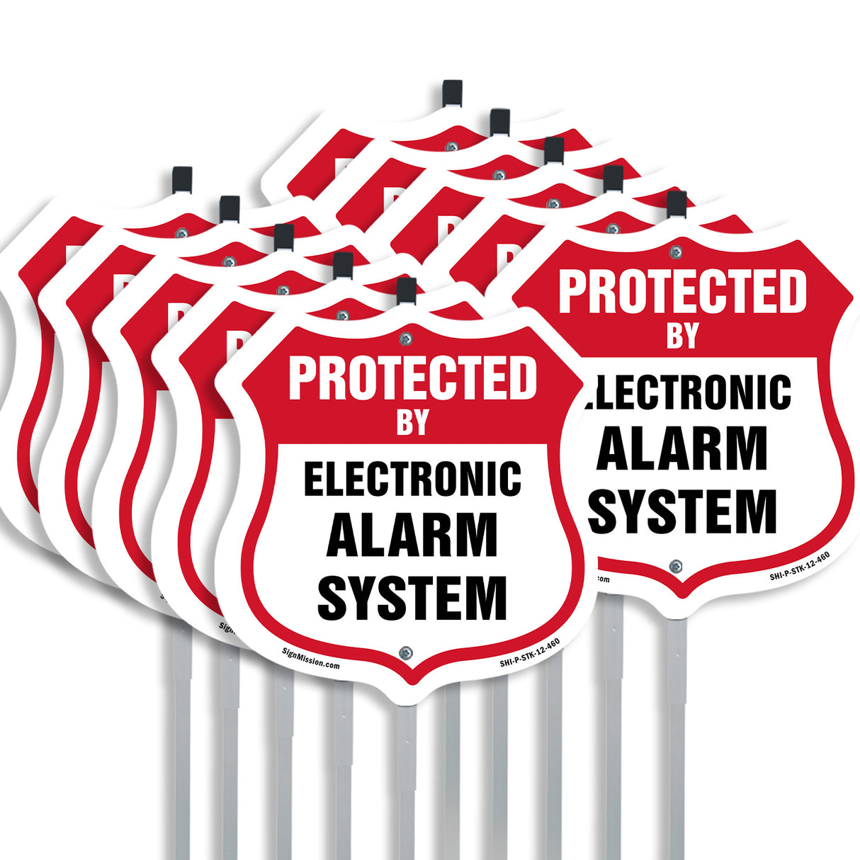 Security Alarm Shield Sign Protected By Electronic Alarm System