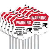 Video Surveillance Shield Label Set Warning All Activities Monitored And Recorded By Digital Night Vision Cameras