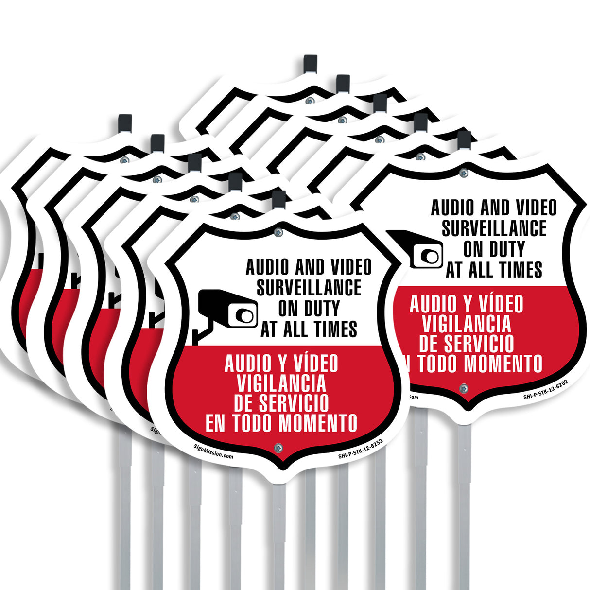 Audio & Video Surveillance On Duty At All Times Sign Bilingual English / Spanish