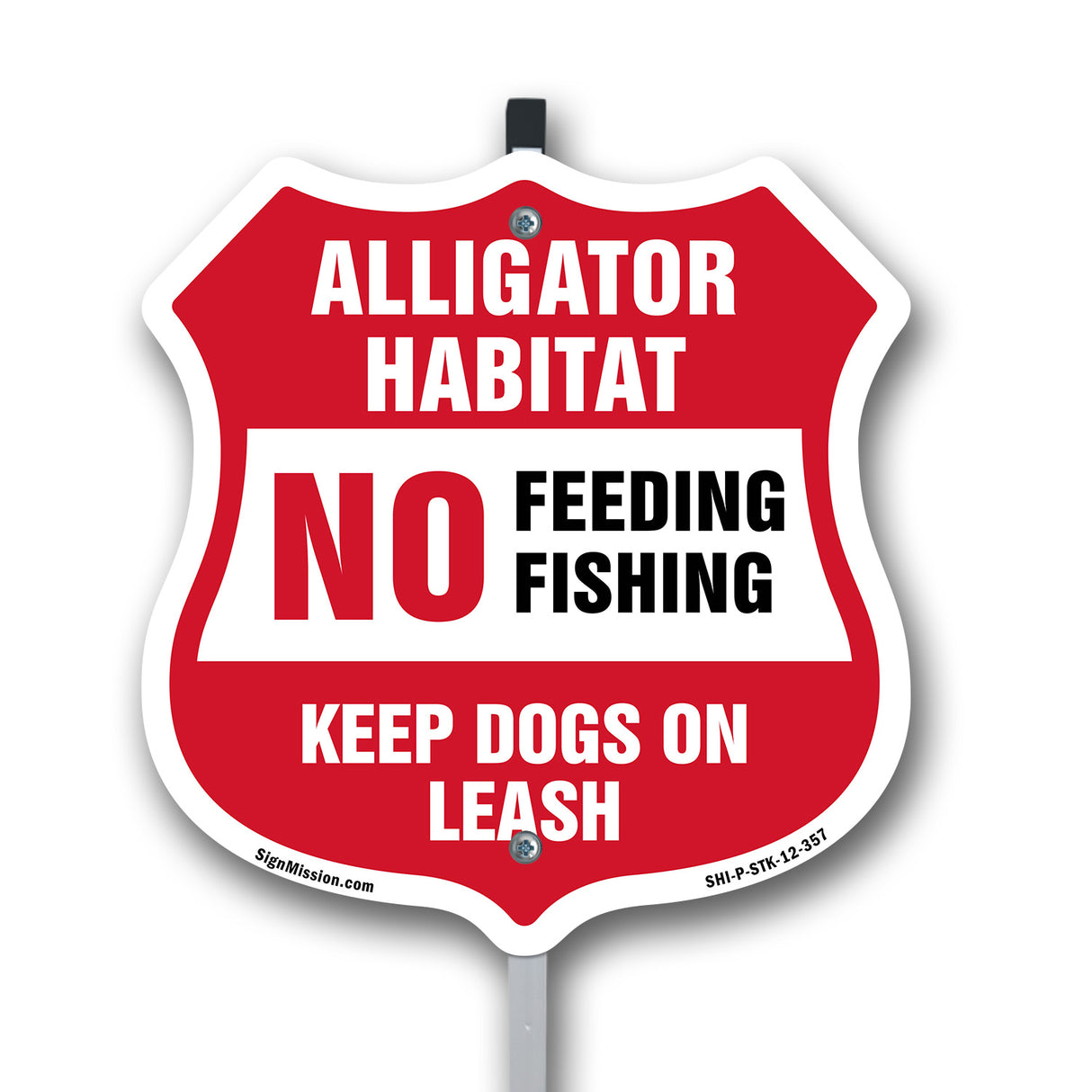 Alligator Warning Shield Sign Alligator Habitat No Feeding Fishing. Keep Dogs On Leash