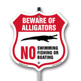 Alligator Warning Shield Sign Beware Of Alligators. No Swimming Fishing Or Boating